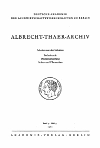 Cover image: Albrecht-Thaer-Archiv. Band 5, Heft 9 1st edition 9783112656693