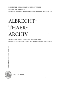 Cover image: Albrecht-Thaer-Archiv. Band 11, Heft 1 1st edition 9783112657096