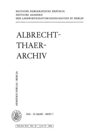 صورة الغلاف: Albrecht-Thaer-Archiv. Band 10, Heft 7 1st edition 9783112657454