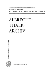 Cover image: Albrecht-Thaer-Archiv. Band 9, Heft 4 1st edition 9783112657638