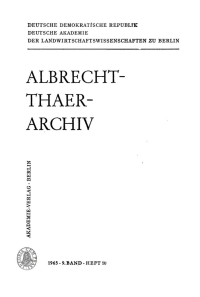 Cover image: Albrecht-Thaer-Archiv. Band 9, Heft 10 1st edition 9783112657751