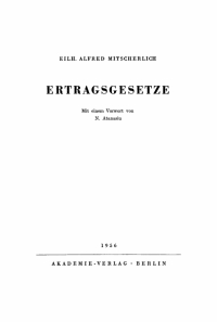 Cover image: Ertragsgesetze 1st edition 9783112657911