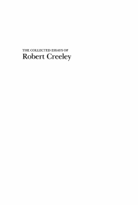 Imagen de portada: The Collected Essays of Robert Creeley 1st edition 9783112658017