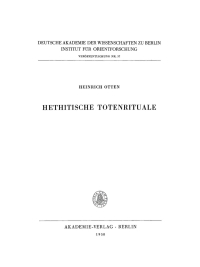 Cover image: Hethitische Totenrituale 1st edition 9783112658673