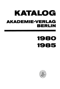 صورة الغلاف: Katalog 1980–1985. Akademie-Verlag Berlin 1st edition 9783112658871