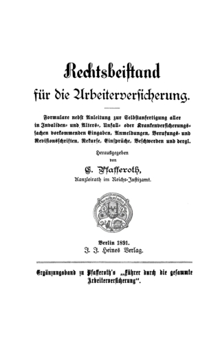 Cover image: Rechtsbeistand für die Arbeiterversicherung 1st edition 9783112659397