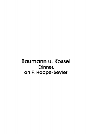 Imagen de portada: Zur Erinnerung an Felix Hoppe-Seyler 1st edition 9783112659472