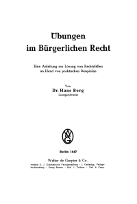 Cover image: Übungen im Bürgerlichen Recht 1st edition 9783112659717