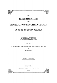 Omslagafbeelding: Die elektrischen Bewegungs-Erscheinungen am Blatte der Dionaea Muscipula 1st edition 9783112660294