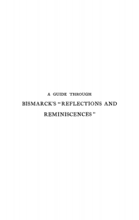 Cover image: Bismarck’s “Reflections and Reminiscences” 1st edition 9783112660638