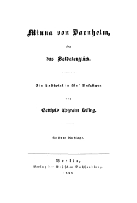 Cover image: Minna von Barnhelm oder das Soldatenglück 6th edition 9783112660799