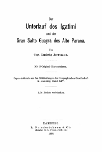 Cover image: Der Unterlauf des Igatimi und der Gran Salto Guayrá des Alto Paraná 1st edition 9783112660935