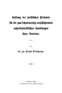 表紙画像: Haftung der juristischen Personen für die zum Schadenersatz verpflichtenden außerkontraktlichen Handlungen ihrer Vertreter 1st edition 9783112661215