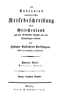 Cover image: Periegeta Pausanias: Des Pausanias ausführliche Reisebeschreibung von Griechenland. Band 3, Teil 2 2nd edition 9783112661390