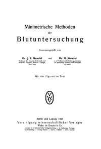 Cover image: Minimetrische Methoden der Blutuntersuchung 1st edition 9783112662113