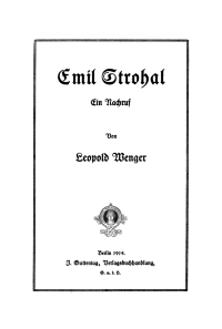 Imagen de portada: Emil Strohal 1st edition 9783112662694