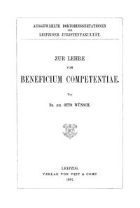 Cover image: Zur Lehre vom Beneficium Competentiae 1st edition 9783112662878