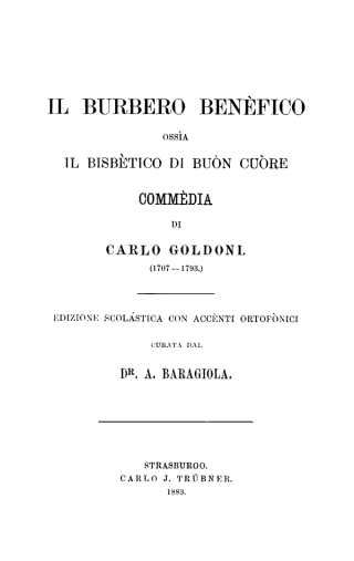 Cover image: Il Búrbero Benèfico ossía il bisbético di buòn cuòre 1st edition 9783112662915