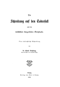 Cover image: Die Schenkung auf den Todesfall nach dem sächsischen Gesetzbuche 1st edition 9783112663431