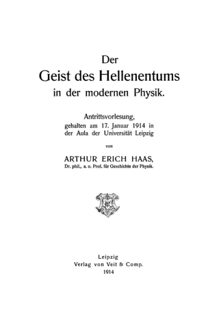 Immagine di copertina: Der Geist des Hellenentums in der modernen Physik 1st edition 9783112663493