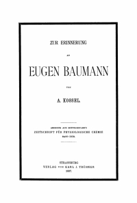 Imagen de portada: Zur Erinnerung an Eugen Baumann 1st edition 9783112663653