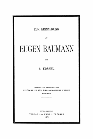 صورة الغلاف: Zur Erinnerung an Eugen Baumann 1st edition 9783112663653