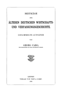 Cover image: Beiträge zur älteren deutschen Wirtschafts- und Verfassungsgeschichte 1st edition 9783112663998