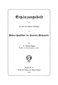 Cover image: Ergänzungsheft zur 24. und den früheren Auflagen von Mehlers Hauptsätzen der Elementar-Mathematik 1st edition 9783112664490