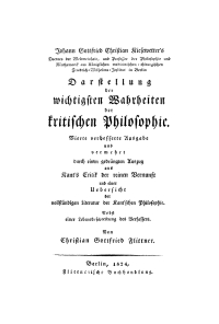 Imagen de portada: Johann Gottfried Christian Kiesewetter’s Darstellung der wichtigsten Wahrheiten der kritischen Philosophie 4th edition 9783112664599