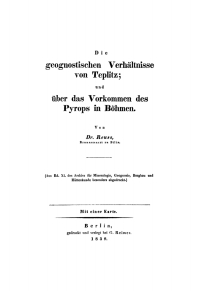 Titelbild: Die geognostischen Verhältnisse von Teplitz. Über das Vorkommen des Pyrops in Böhmen 1st edition 9783112664711