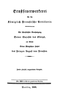 Cover image: Ernstfeuerwerkerei für die Königlich Preußische Artilerie 2nd edition 9783112665299