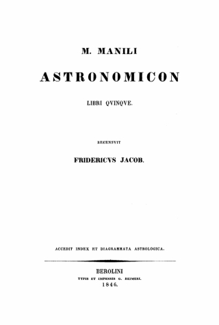 Cover image: M. Manili Astronomicon libri quinque 1st edition 9783112665398