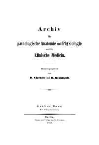 Imagen de portada: Rudolf Virchow: Archiv für pathologische Anatomie und Physiologie und für klinische Medicin. Band 3 1st edition 9783112665510