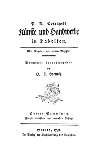 Cover image: P. N. Sprengel: P. N. Sprengels Künste und Handwerke in Tabellen. Sammlung 2 1st edition 9783112666395