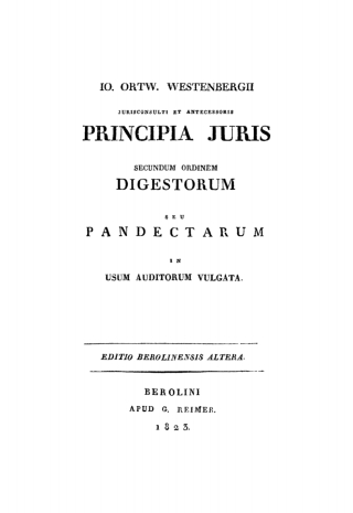 صورة الغلاف: Principia iuris secundum ordinem digestorum seu pandectarum in usum auditorum vulgata. Tome 2 1st edition 9783112666791