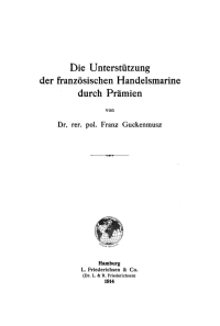 Cover image: Die Unterstützung der französischen Handelsmarine durch Prämien 1st edition 9783112668078