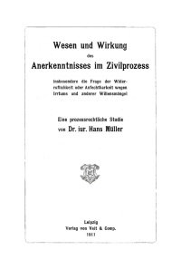 Imagen de portada: Wesen und Wirkung des Anerkenntnisses im Zivilprozess 1st edition 9783112668795