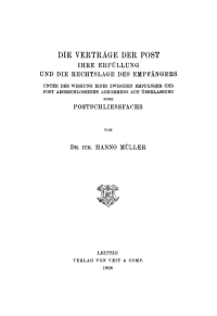 Cover image: Die Verträge der Post ihre Erfüllung und die Rechtslage des Empfängers 1st edition 9783112668818