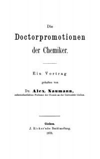 Cover image: Die Doctorpromotionen der Chemiker 1st edition 9783112668979