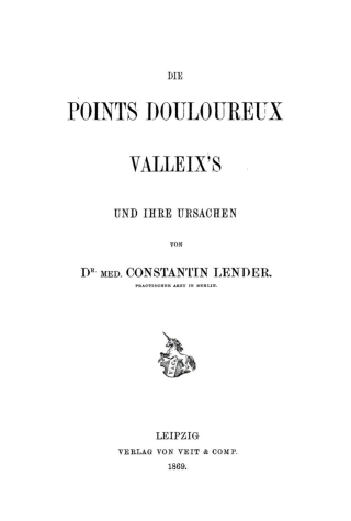 Cover image: Die Points Douloureux Valleix’s und ihre Ursachen 1st edition 9783112669198