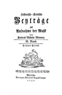 Immagine di copertina: Friedrich Wilhelm Marpurg: Historisch-kritische Beyträge zur Aufnahme der Musik. Band 3 1st edition 9783112669594