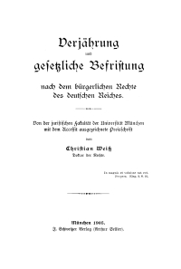 Imagen de portada: Verjährung gesetzliche Befristung nach dem bürgerlichen Rechte des deutschen Reiches 1st edition 9783112669891