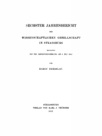 Omslagafbeelding: Sechster Jahresbericht der Wissenschaftlichen Gesellschaft in Strassburg 1st edition 9783112669952