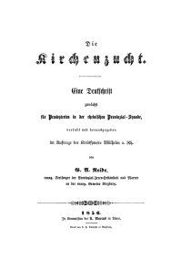 Cover image: Die Kirchenzucht 1st edition 9783112670279