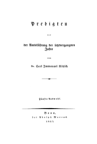 Omslagafbeelding: Carl Immanuel Nitzsch: Predigten aus der Amtsführung der letztvergangnen Jahre. Auswahl 5 1st edition 9783112670293