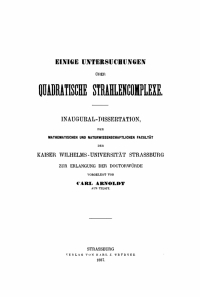 Cover image: Einige Untersuchungen über quadratische Strahlencomplexe 1st edition 9783112670675