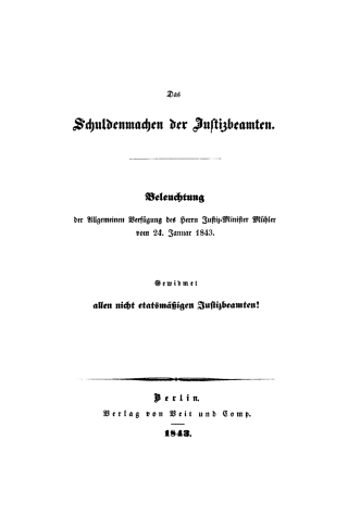 Cover image: Das Schuldenmachen der Justizbeamten 1st edition 9783112670736
