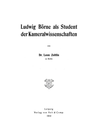 Cover image: Ludwig Börne als Student der Kameralwissenschaften 1st edition 9783112670750