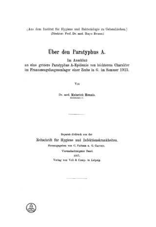 Cover image: Über den Paratyphus A. 1st edition 9783112670897