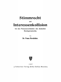 Cover image: Stimmrecht und Interessenkollision 1st edition 9783112671290